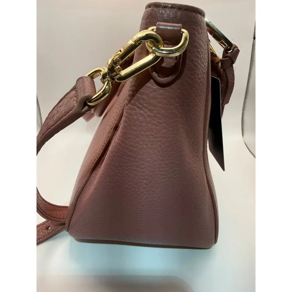 Tory Burch Pebbled Leather Satchel Bag Dusty Rose